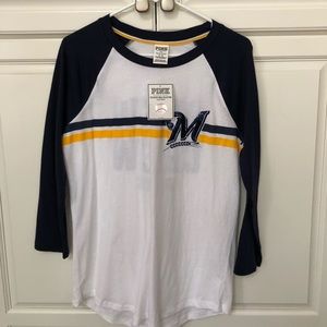 PINK White/Blue half sleeve MLB collection, size M